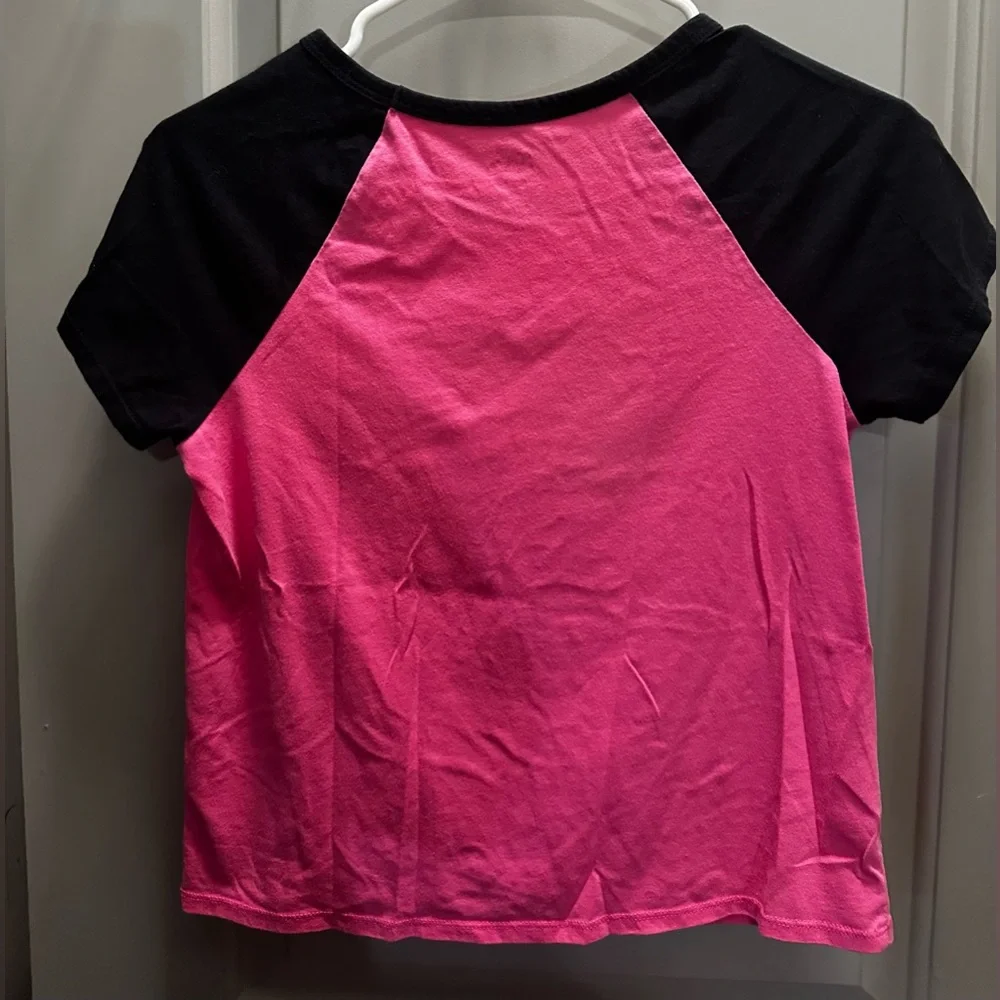 Justice Size L (12/14) Tie-front Sparkly Graphic Tee EUC